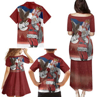 Serbia Santa Christmas Family Matching Puletasi and Hawaiian Shirt Christmas Serbian Eagle Flag Style - Wonder Print Shop