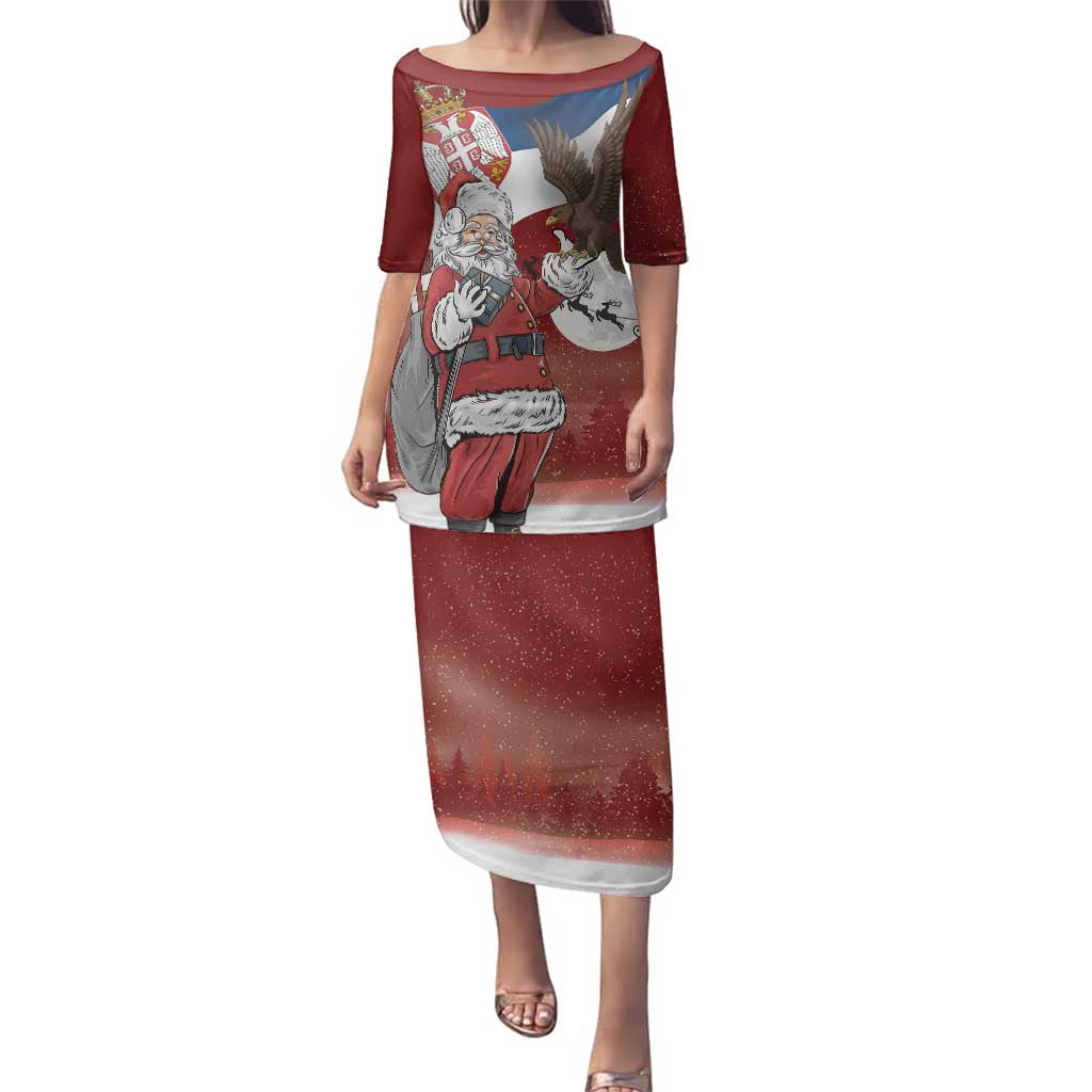 Serbia Santa Christmas Family Matching Puletasi and Hawaiian Shirt Christmas Serbian Eagle Flag Style - Wonder Print Shop