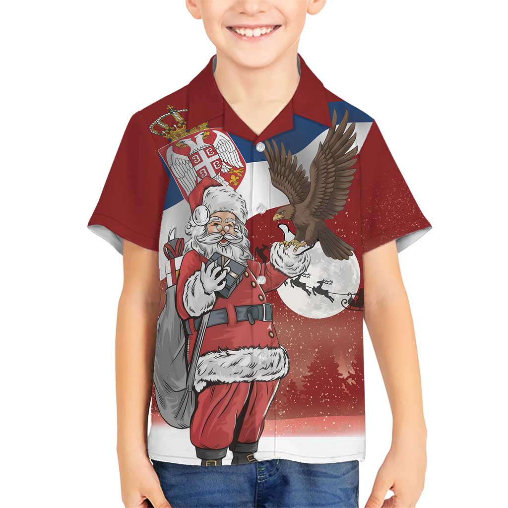 Serbia Santa Christmas Family Matching Puletasi and Hawaiian Shirt Christmas Serbian Eagle Flag Style - Wonder Print Shop