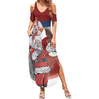 Serbia Santa Christmas Family Matching Summer Maxi Dress and Hawaiian Shirt Christmas Serbian Eagle Flag Style - Wonder Print Shop