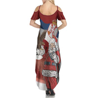 Serbia Santa Christmas Family Matching Summer Maxi Dress and Hawaiian Shirt Christmas Serbian Eagle Flag Style - Wonder Print Shop