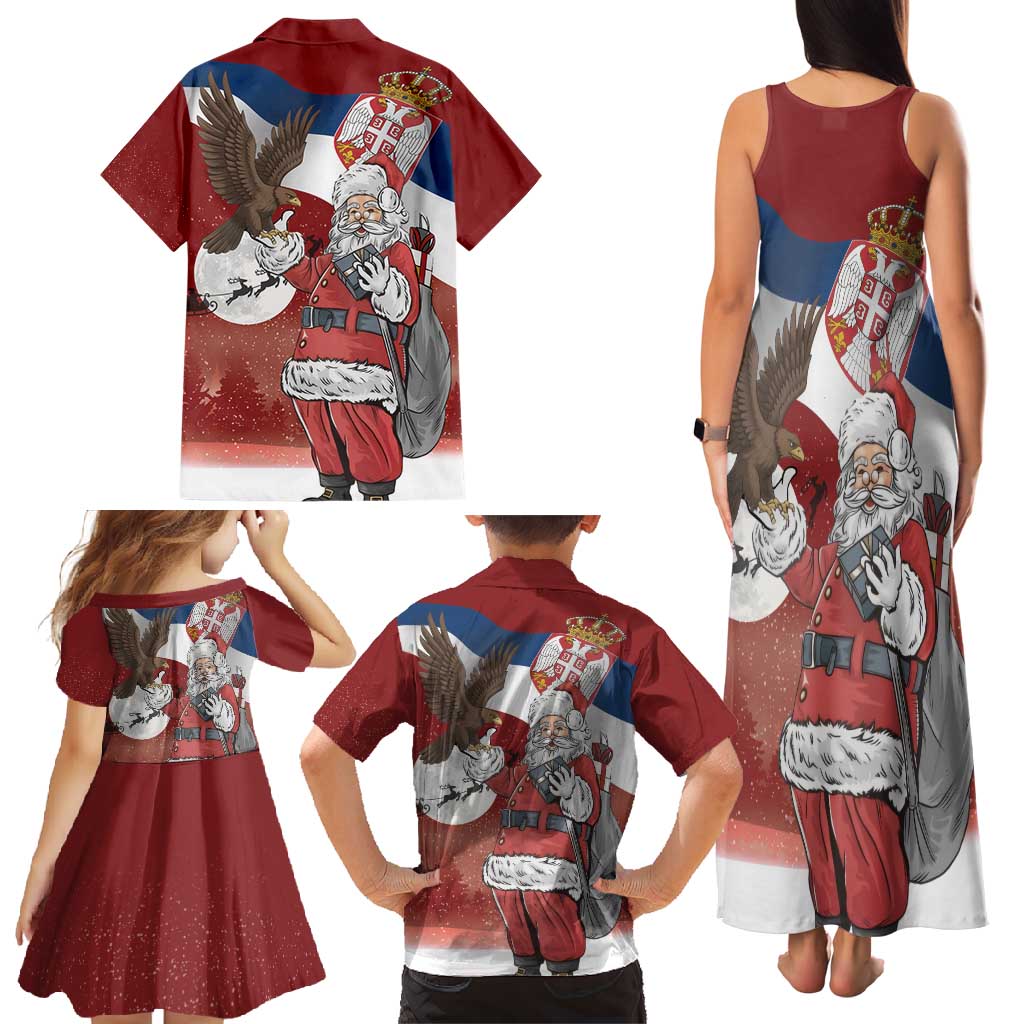 Serbia Santa Christmas Family Matching Tank Maxi Dress and Hawaiian Shirt Christmas Serbian Eagle Flag Style - Wonder Print Shop