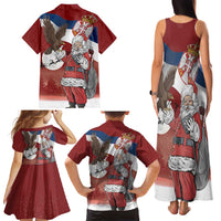 Serbia Santa Christmas Family Matching Tank Maxi Dress and Hawaiian Shirt Christmas Serbian Eagle Flag Style - Wonder Print Shop