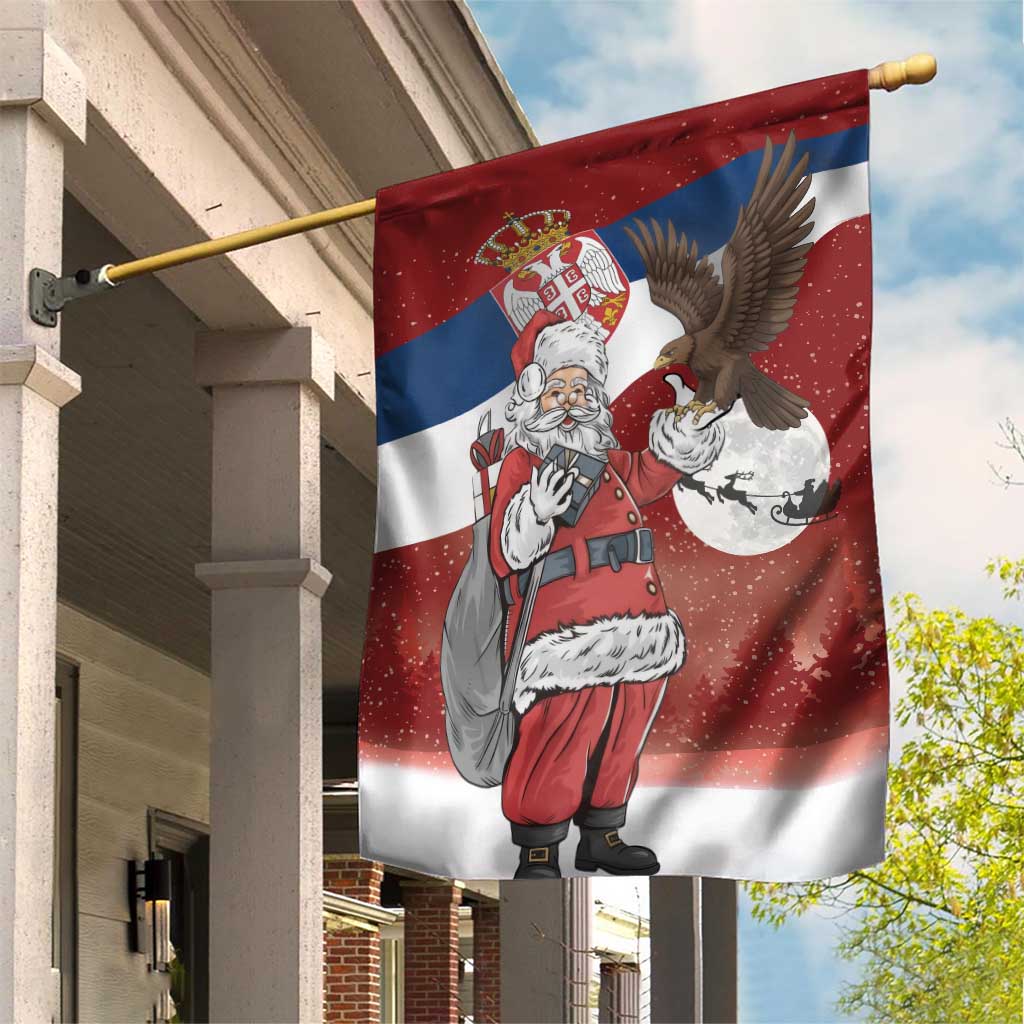 Serbia Santa Christmas Garden Flag Christmas Serbian Eagle Flag Style - Wonder Print Shop