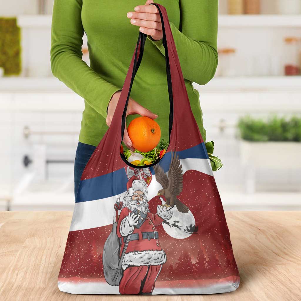 Serbia Santa Christmas Grocery Bag Christmas Serbian Eagle Flag Style - Wonder Print Shop