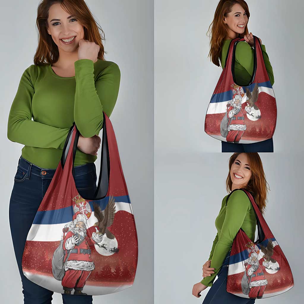 Serbia Santa Christmas Grocery Bag Christmas Serbian Eagle Flag Style - Wonder Print Shop
