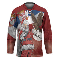Serbia Santa Christmas Hockey Jersey Christmas Serbian Eagle Flag Style - Wonder Print Shop