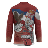 Serbia Santa Christmas Hockey Jersey Christmas Serbian Eagle Flag Style - Wonder Print Shop