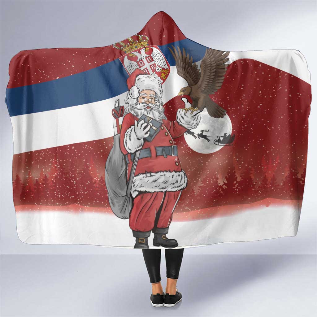 Serbia Santa Christmas Hooded Blanket Christmas Serbian Eagle Flag Style - Wonder Print Shop