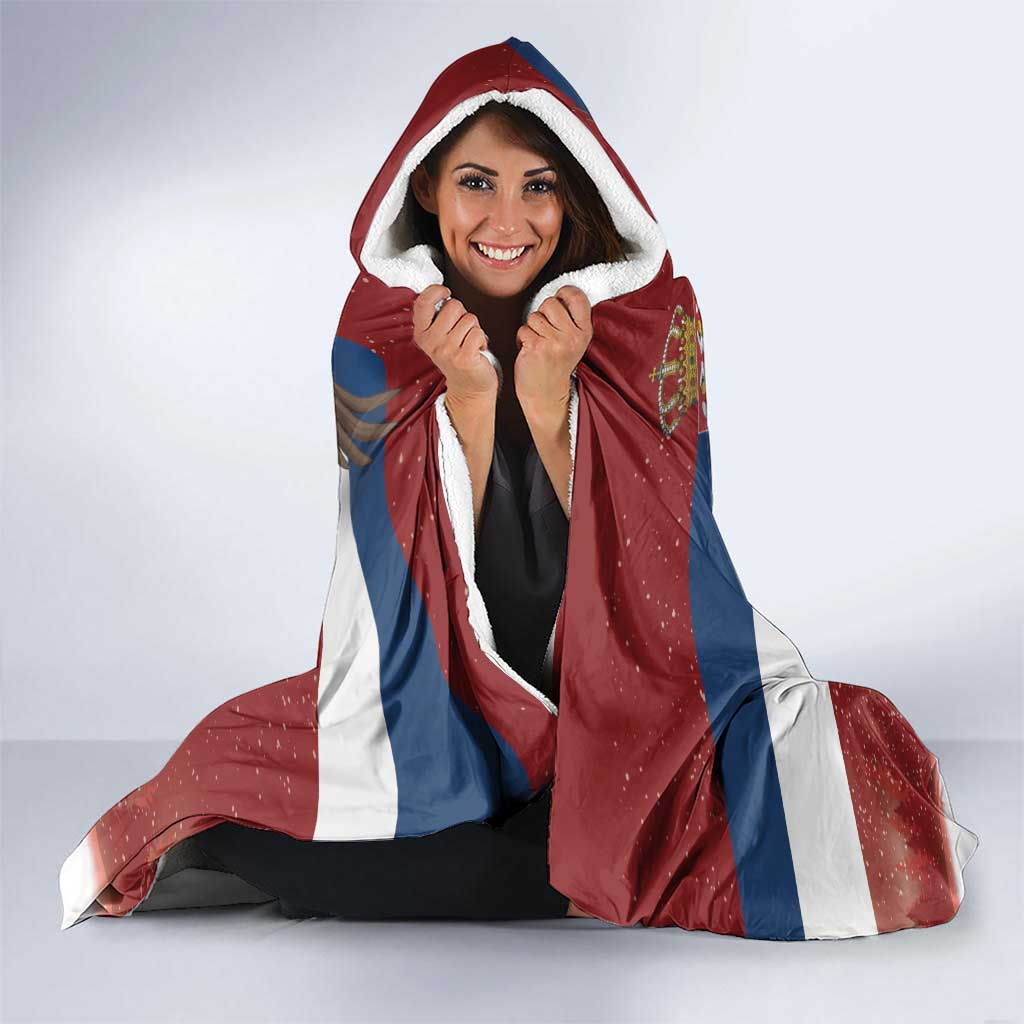 Serbia Santa Christmas Hooded Blanket Christmas Serbian Eagle Flag Style - Wonder Print Shop