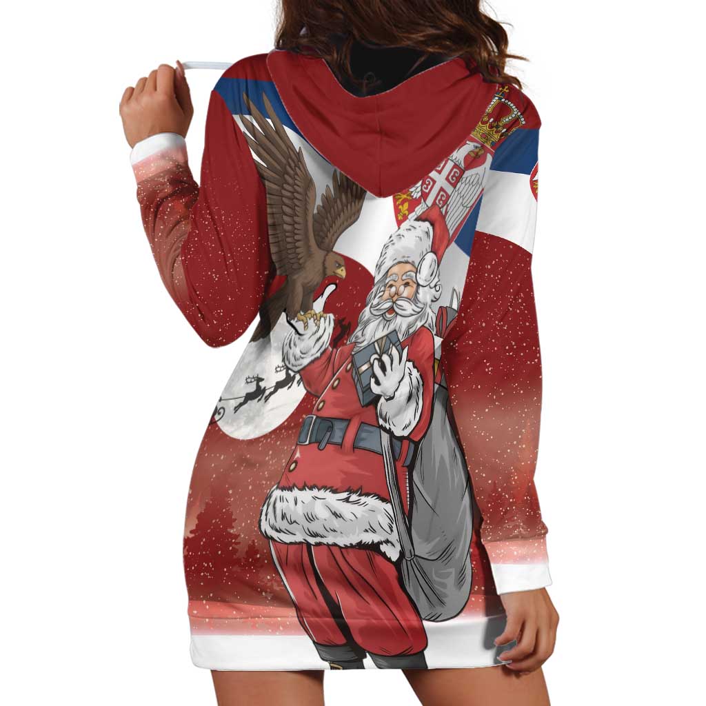 Serbia Santa Christmas Hoodie Dress Christmas Serbian Eagle Flag Style - Wonder Print Shop
