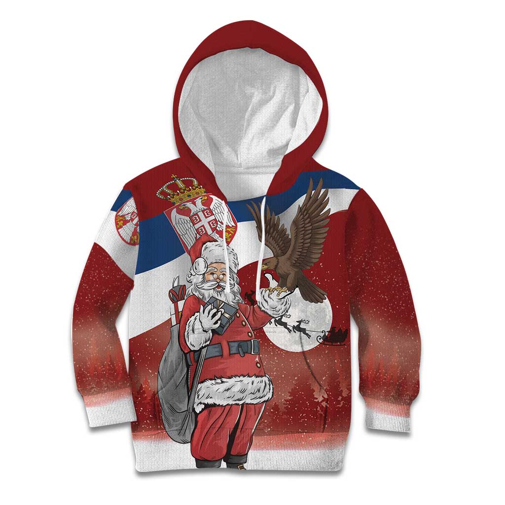 Serbia Santa Christmas Kid Hoodie Christmas Serbian Eagle Flag Style - Wonder Print Shop