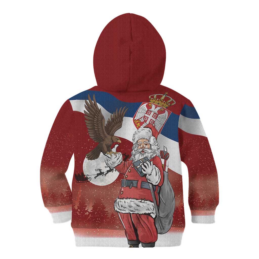 Serbia Santa Christmas Kid Hoodie Christmas Serbian Eagle Flag Style - Wonder Print Shop