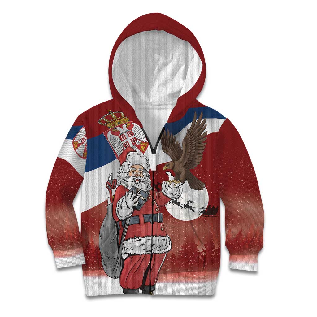 Serbia Santa Christmas Kid Hoodie Christmas Serbian Eagle Flag Style - Wonder Print Shop