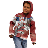 Serbia Santa Christmas Kid Hoodie Christmas Serbian Eagle Flag Style - Wonder Print Shop