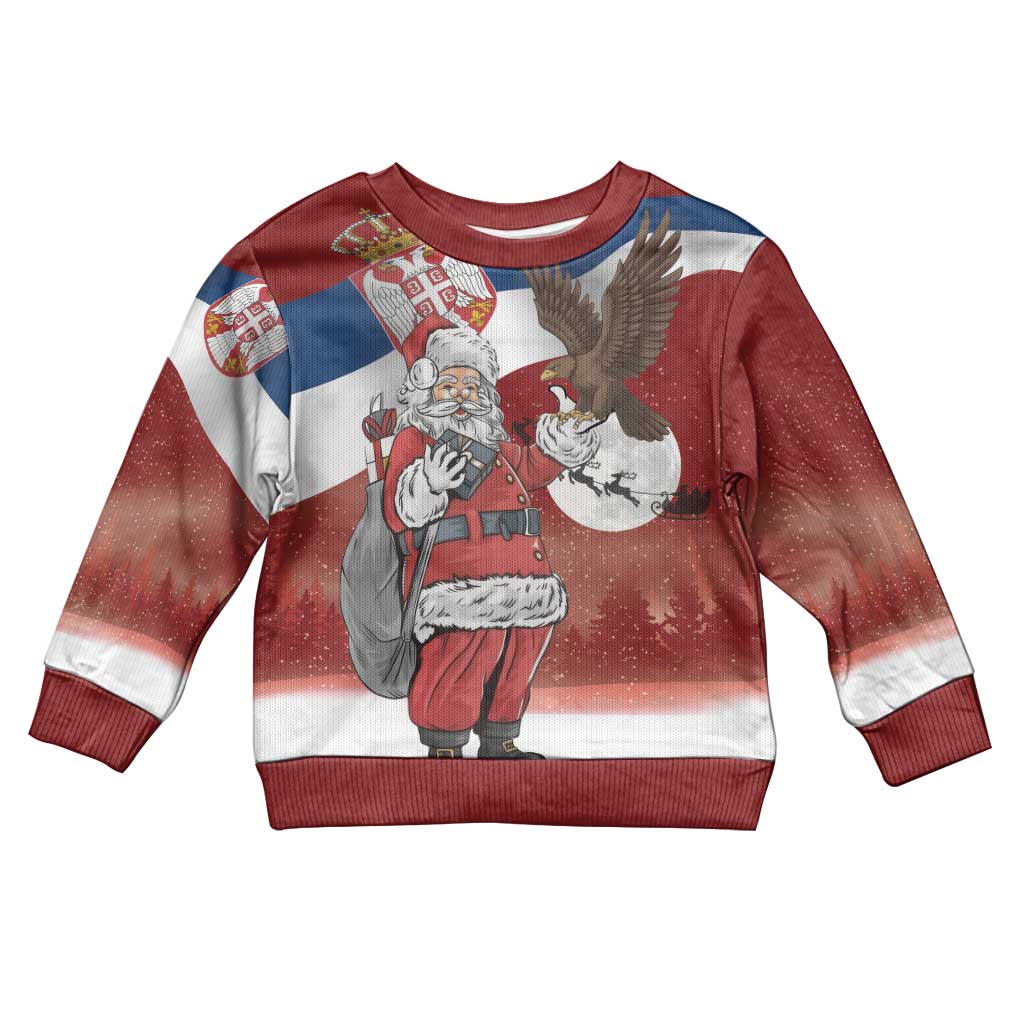 Serbia Santa Christmas Kid Ugly Christmas Sweater Christmas Serbian Eagle Flag Style - Wonder Print Shop