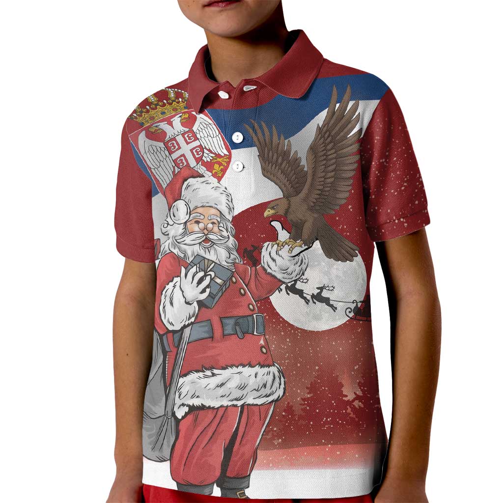 Serbia Santa Christmas Kid Polo Shirt Christmas Serbian Eagle Flag Style - Wonder Print Shop