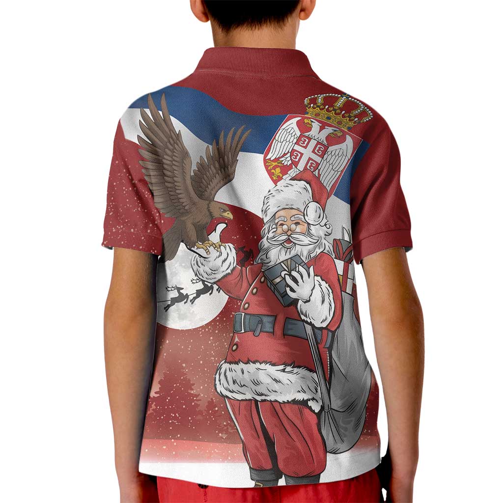Serbia Santa Christmas Kid Polo Shirt Christmas Serbian Eagle Flag Style - Wonder Print Shop