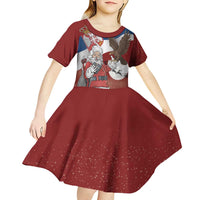 Serbia Santa Christmas Kid Short Sleeve Dress Christmas Serbian Eagle Flag Style - Wonder Print Shop