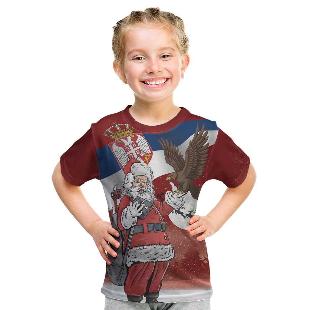 Serbia Santa Christmas Kid T Shirt Christmas Serbian Eagle Flag Style - Wonder Print Shop
