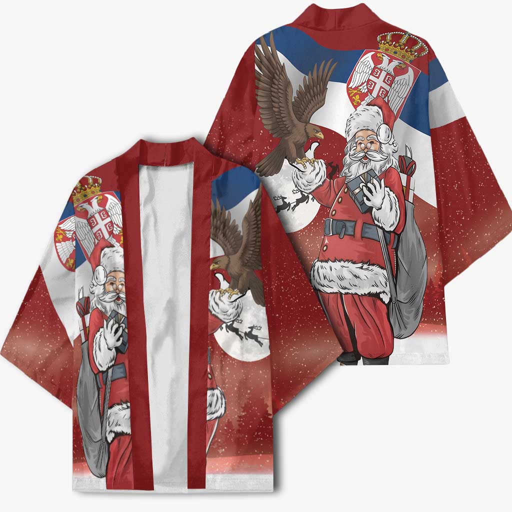 Serbia Santa Christmas Kimono Christmas Serbian Eagle Flag Style - Wonder Print Shop