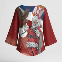 Serbia Santa Christmas Kimono Sleeve Blouse Christmas Serbian Eagle Flag Style - Wonder Print Shop