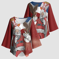Serbia Santa Christmas Kimono Sleeve Blouse Christmas Serbian Eagle Flag Style - Wonder Print Shop