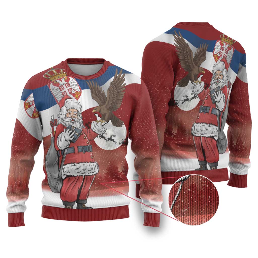 Serbia Santa Christmas Ugly Christmas Sweater Christmas Serbian Eagle Flag Style - Wonder Print Shop