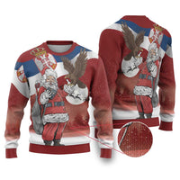 Serbia Santa Christmas Ugly Christmas Sweater Christmas Serbian Eagle Flag Style - Wonder Print Shop