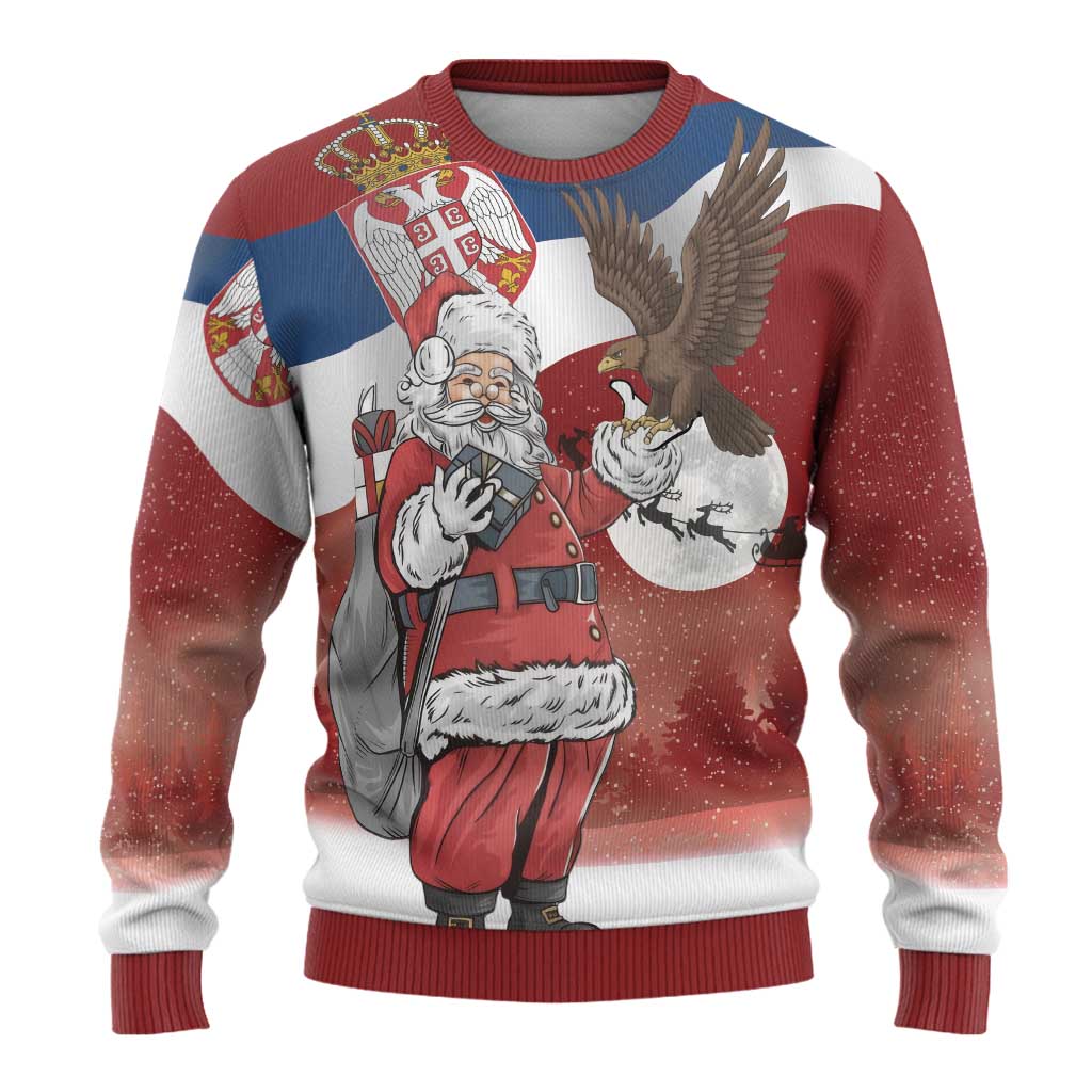 Serbia Santa Christmas Ugly Christmas Sweater Christmas Serbian Eagle Flag Style - Wonder Print Shop