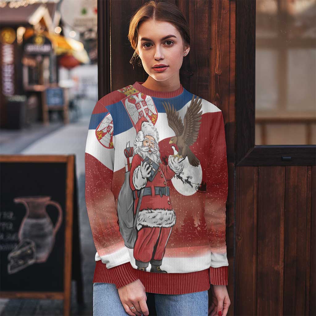 Serbia Santa Christmas Ugly Christmas Sweater Christmas Serbian Eagle Flag Style - Wonder Print Shop