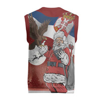 Serbia Santa Christmas Knitted V-Neck Vest Christmas Serbian Eagle Flag Style - Wonder Print Shop