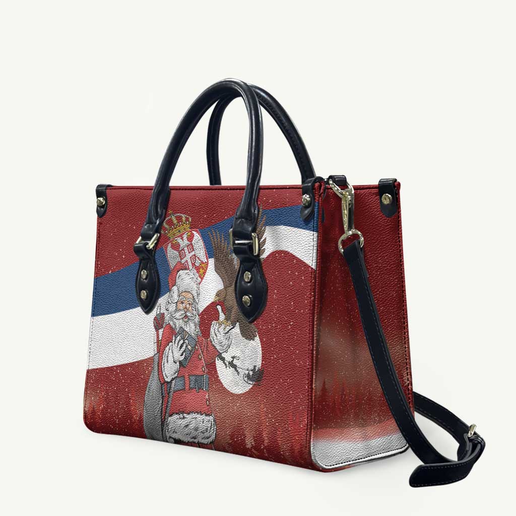 Serbia Santa Christmas Leather Bag Christmas Serbian Eagle Flag Style - Wonder Print Shop