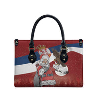 Serbia Santa Christmas Leather Bag Christmas Serbian Eagle Flag Style - Wonder Print Shop