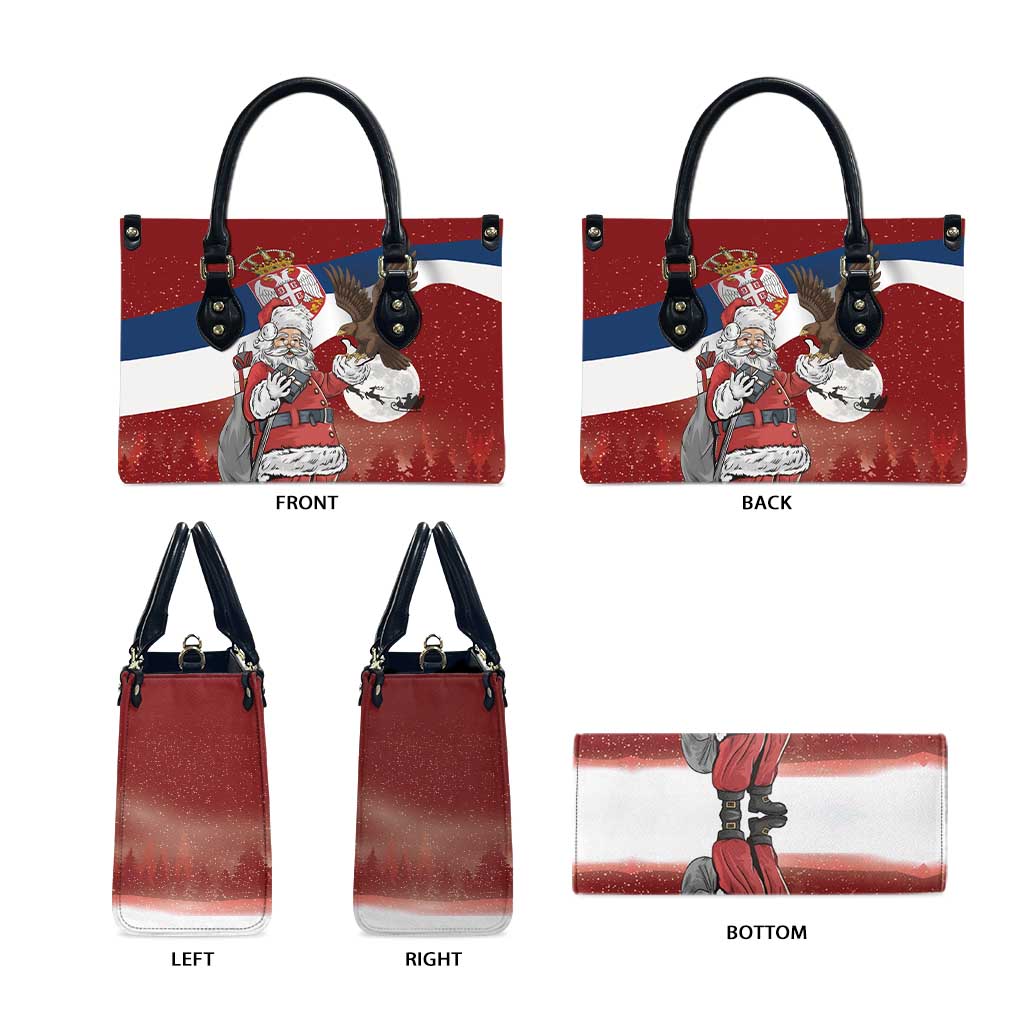 Serbia Santa Christmas Leather Bag Christmas Serbian Eagle Flag Style - Wonder Print Shop