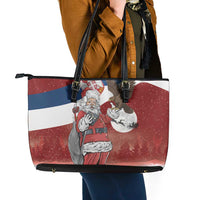 Serbia Santa Christmas Leather Tote Bag Christmas Serbian Eagle Flag Style - Wonder Print Shop