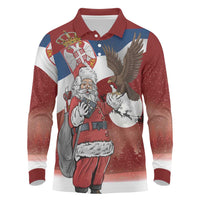 Serbia Santa Christmas Long Sleeve Polo Shirt Christmas Serbian Eagle Flag Style - Wonder Print Shop