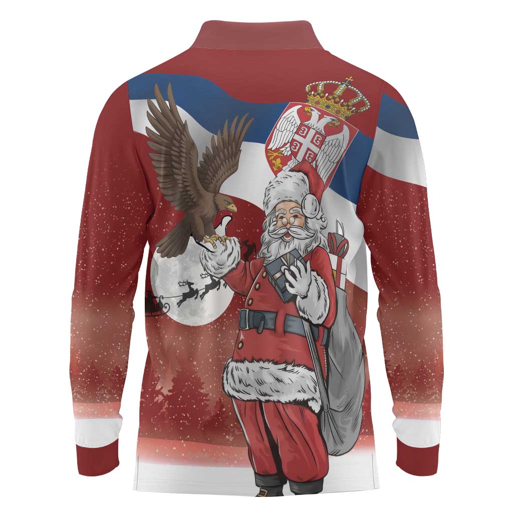 Serbia Santa Christmas Long Sleeve Polo Shirt Christmas Serbian Eagle Flag Style - Wonder Print Shop