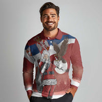 Serbia Santa Christmas Long Sleeve Polo Shirt Christmas Serbian Eagle Flag Style - Wonder Print Shop
