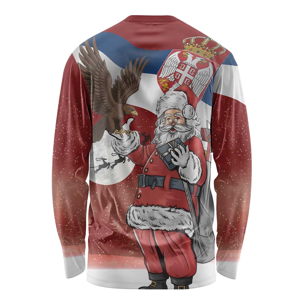 Serbia Santa Christmas Long Sleeve Shirt Christmas Serbian Eagle Flag Style - Wonder Print Shop