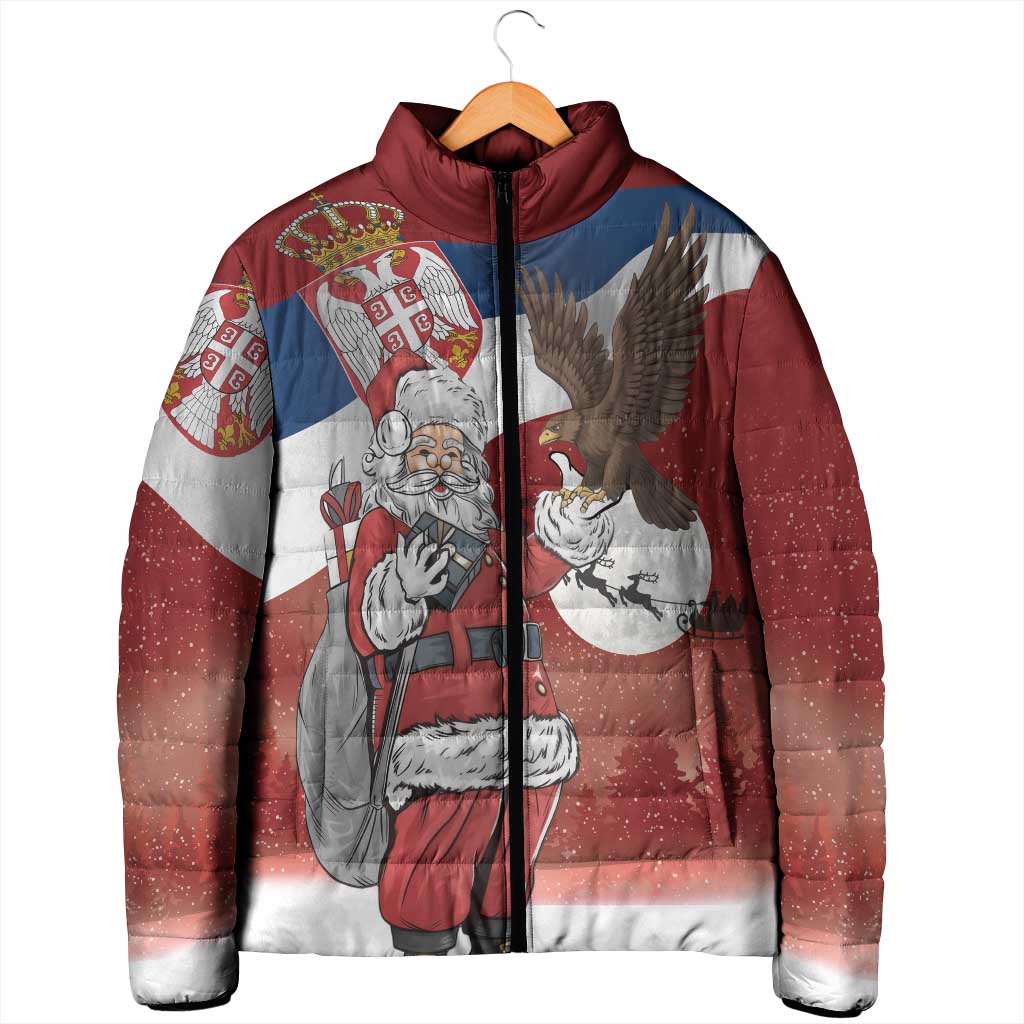 Serbia Santa Christmas Padded Jacket Christmas Serbian Eagle Flag Style - Wonder Print Shop