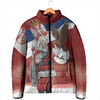 Serbia Santa Christmas Padded Jacket Christmas Serbian Eagle Flag Style - Wonder Print Shop