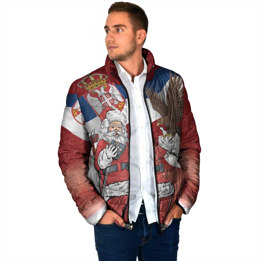 Serbia Santa Christmas Padded Jacket Christmas Serbian Eagle Flag Style - Wonder Print Shop