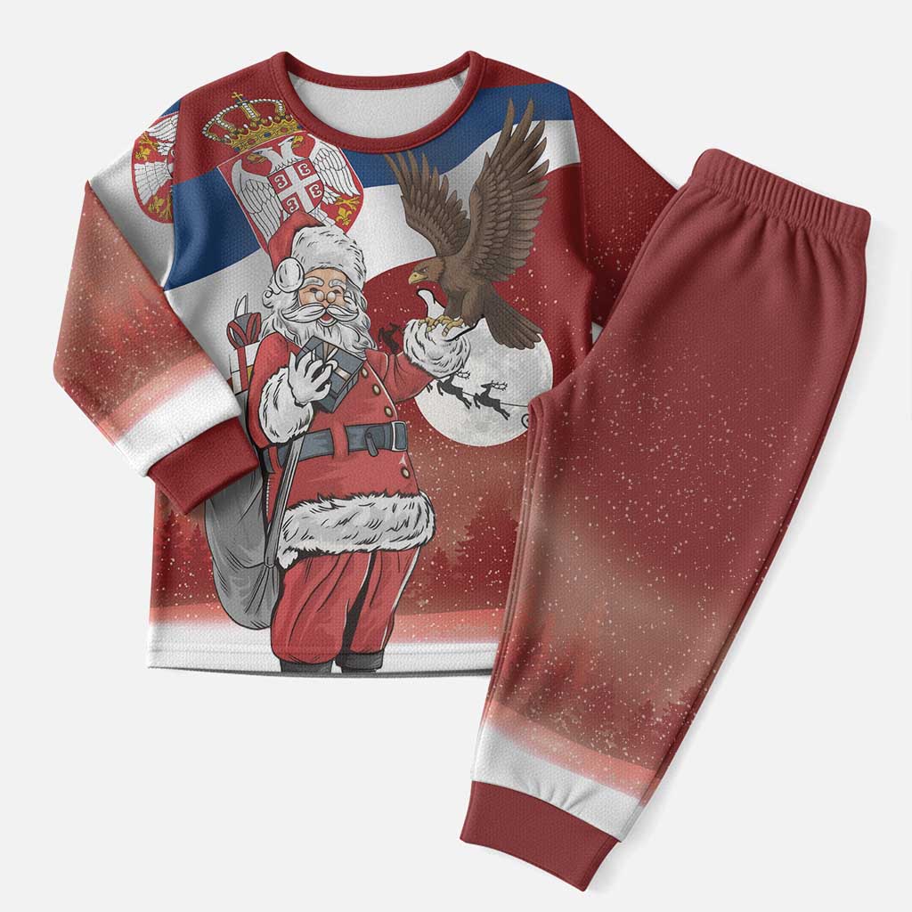 Serbia Santa Christmas Pajama Set Christmas Serbian Eagle Flag Style - Wonder Print Shop