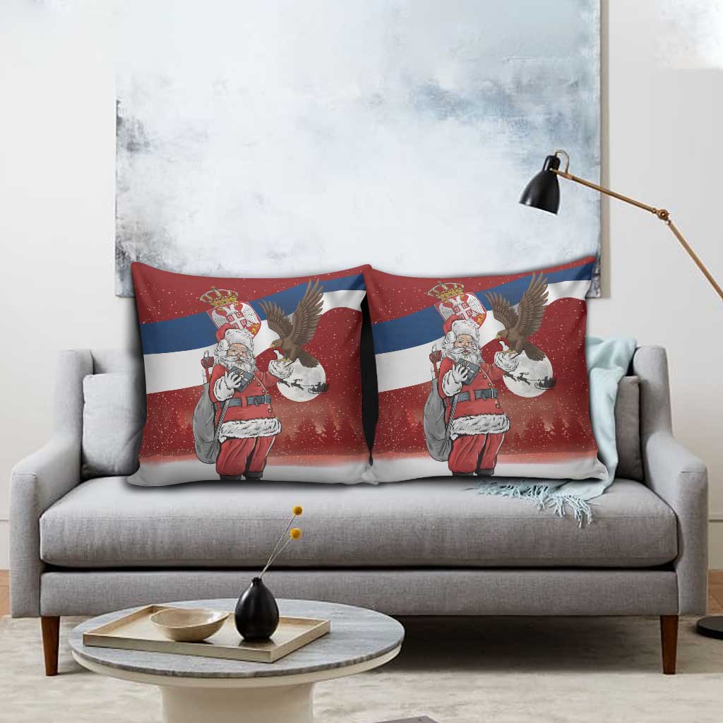 Serbia Santa Christmas Pillow Cover Christmas Serbian Eagle Flag Style - Wonder Print Shop