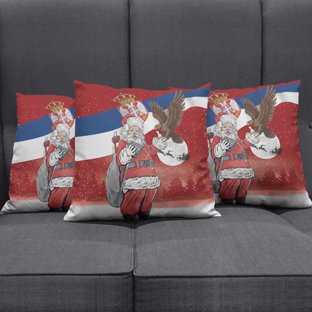 Serbia Santa Christmas Pillow Cover Christmas Serbian Eagle Flag Style - Wonder Print Shop