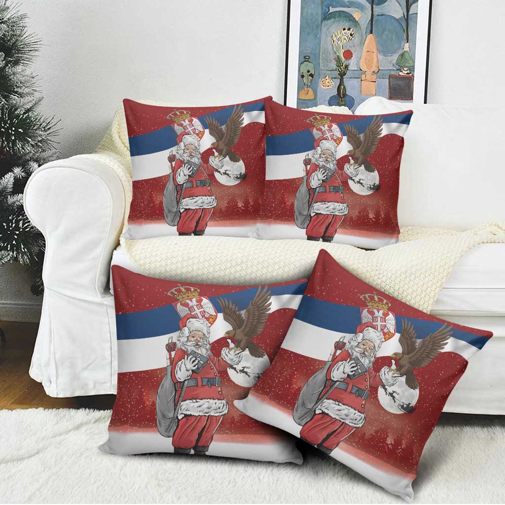 Serbia Santa Christmas Pillow Cover Christmas Serbian Eagle Flag Style - Wonder Print Shop