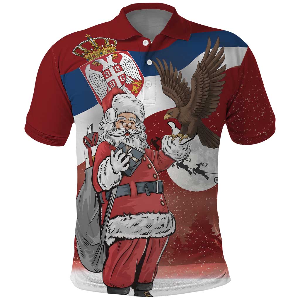 Serbia Santa Christmas Polo Shirt Christmas Serbian Eagle Flag Style - Wonder Print Shop