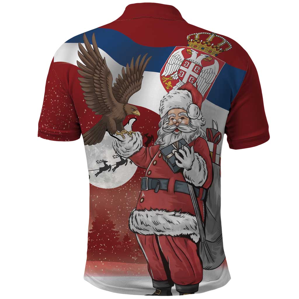 Serbia Santa Christmas Polo Shirt Christmas Serbian Eagle Flag Style - Wonder Print Shop