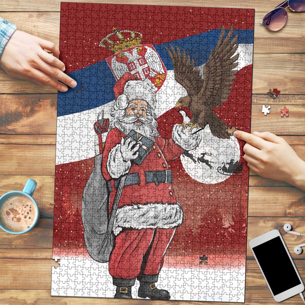 Serbia Santa Christmas Puzzle Christmas Serbian Eagle Flag Style - Wonder Print Shop